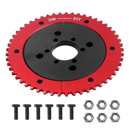 Universal 35 Chain 53T Split Sprocket with Adapter for Predator 212cc 196cc 79cc Go Kart Mini Bike CT200U-EX CT200U BT200X CT100U MB200 MBX11 Motorcycle Black - size: 53 tooth, style: Black