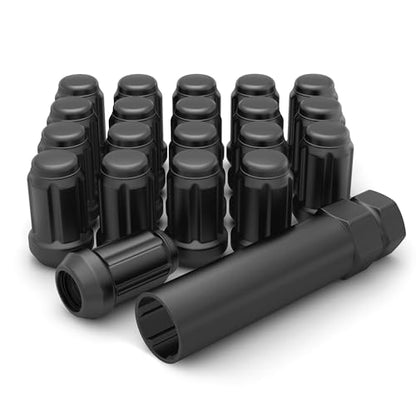White Knight 3804MBT-20AM 1/2"-20 Matte Black 6 Spline Lug Nut with Key, 20 Pack (for AFTERMARKET Wheels with Smaller 0.80" Diameter Seating) - color: Matte Black