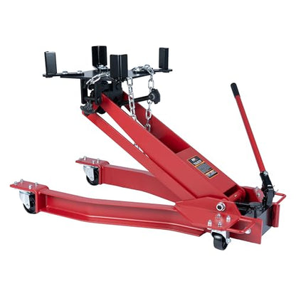 2000 lb Adjustable Hydraulic Transmission Jack – Low Profile Telescoping Floor Lift with 360° Swivel Casters, Heavy-Duty Steel Construction