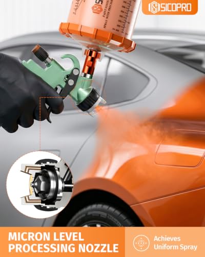 HVLP Spray Gun, Automotive Paint Gun With10 Disposable Paint Cups - color: Green