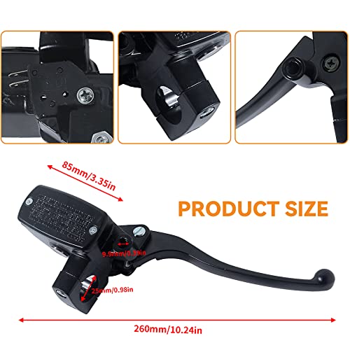 Stylemafia Universal Motorcycle 1" 25mm Handlebar Right Brake Master Cylinder & Left Clutch Lever Kit Compatible with Honda Kawasaki Suzuki Yamaha (Black - color: Black