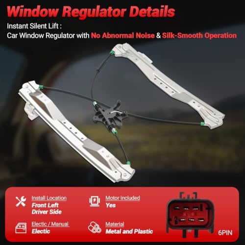 PZ Front Left Driver Side Power Window Regulator with Motor Assembly Compatible with 2008-2020 Dodge Grand Caravan, 2008-2016 Chrysler Town & Country, 2012-2015 Ram C/V, 748-508 - style: 748-508