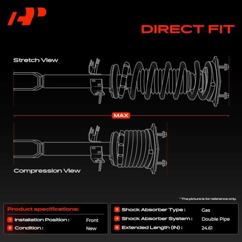 A-Premium Front Complete Strut Assemblies with Coil Springs, Set of 2