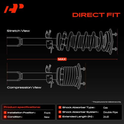 A-Premium Front Complete Strut Assemblies with Coil Springs, Set of 2