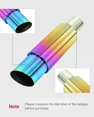 Universal 63mm Car Exhaust Mufflers 15" Length ((Multicolor, 2.5'' Inlet 3.5'' Outlet) - color: Multic, size: 2.5' in 3.5'' out
