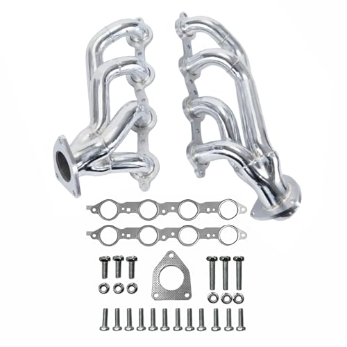 Ceramic Coated Exhaust Headers 2002–2013 Chevy Silverado Sierra Tahoe Yukon Escalade Manifold Replacement 4.8L 5.3L 6.0L 6.2L LS Engines With Right Side Beveled Flange by Certified Automotive Experts - size: Ceramic Coated Exhaust Headers