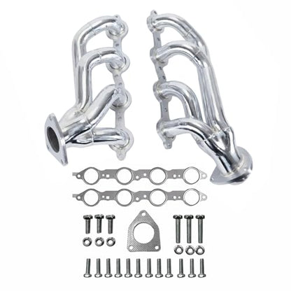 Ceramic Coated Exhaust Headers 2002–2013 Chevy Silverado Sierra Tahoe Yukon Escalade Manifold Replacement 4.8L 5.3L 6.0L 6.2L LS Engines With Right Side Beveled Flange by Certified Automotive Experts - size: Ceramic Coated Exhaust Headers
