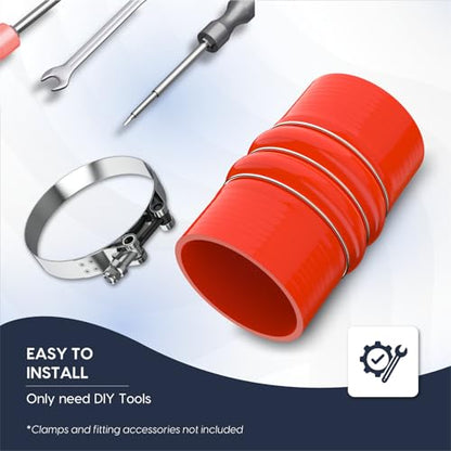 Endure 3.5"(89mm) Turbo Intercooler Hose, CAC Silicone 4-Ply - Red - color: Red, size: 3.5Inch-(89mm)