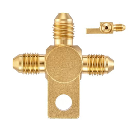 3AN Brass Brake Line Tee with Mount Tab, 3/8-24 UNF