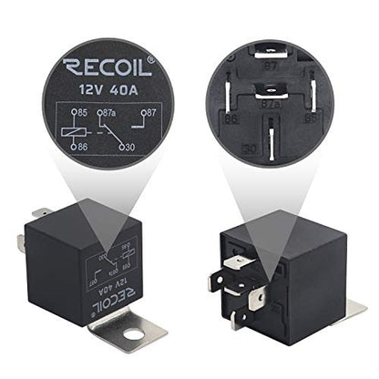 Recoil 5-Pin 30/40A 12V SPDT Relay Interlocking Relay Sockets