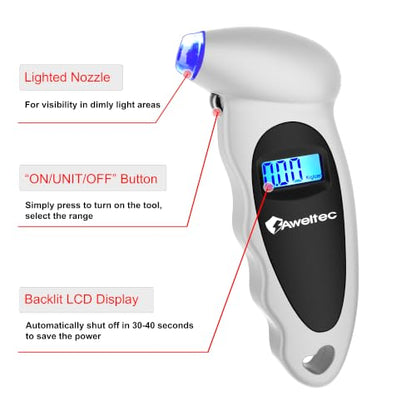 Digital Tire Pressure Gauge,Accurate Cars Air Gauge 150 PSI,2 Pack - color: Silver(2PK), size: 2 Pack