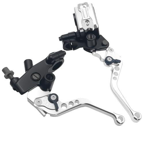 Universal Motorcycle 7/8" 22mm Handlebar Brake Master Cylinder Clutch Lever CNC Left & Right Set Compatible with Honda Kawasaki Suzuki Yamaha（ Piston Diameter 12.7mm (Silver) - color: Silver
