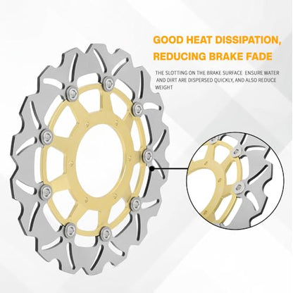 Front Rear Brake Disc Rotors Pads for HONDA CBR 600 F3 CBR600F3 1995-1998 - color: Gold