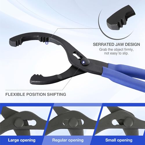 WORKPRO 12-Inch Adjustable Oil Filter Pliers Wrench and Flexible Funnel Set