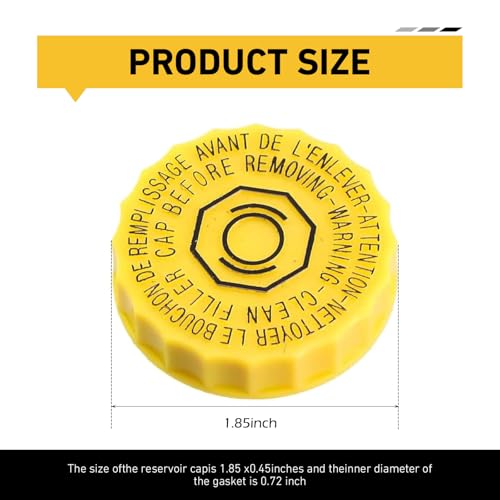 Brake Fluid Cap, Brake Master Cylinder Reservoir Cap, Brake Oil tank Cap OEM#68211910AB, Compatible with Wrangler Cherokee Compass Chrysler Pacifica(Yellow)