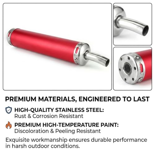 BADASS SHARKS Motorcycle Exhaust Muffler Red 22mm 2-Stroke - color: Red