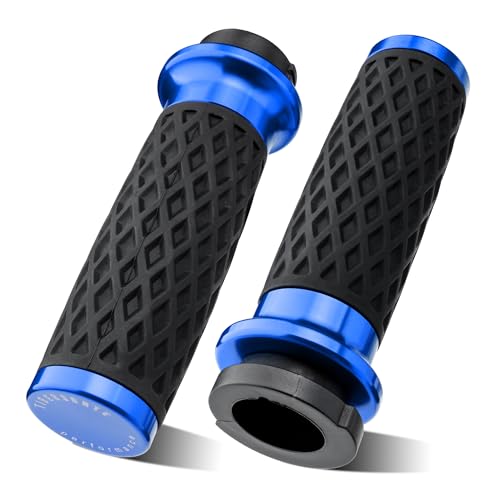 Blue 1" Silicone Cable Throttle Grips with End Cap for Harley - color: Blue