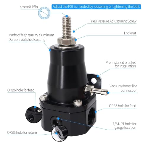 Adjustable EFI Fuel Pressure Regulator Kit 14-36PSI - style: 30-70 PSI
