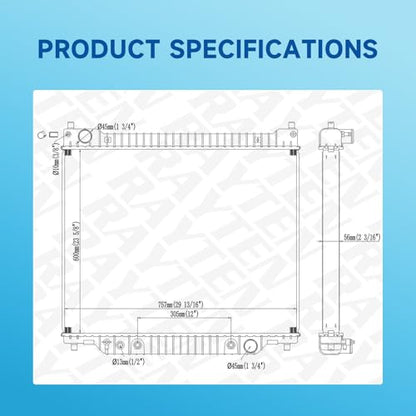 Rayten 1725 Radiator Compatible with 1995-1996 Ford F-250 7.3L V8 & 1997 Ford F-250 HD 7.3L V8 & 1995-1997 Ford F-350 7.3L V8 & 1995-1997 Ford F-Super Duty 7.3L V8 - size: RAD:1725