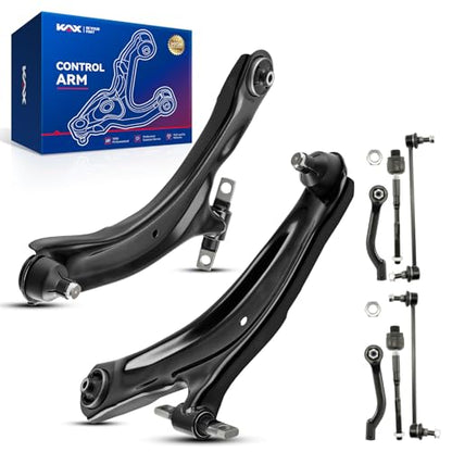 KAX 8pcs Suspension Kit for 𝐍𝐢𝐬𝐬𝐚𝐧 𝐑𝐨𝐠𝐮𝐞 2008-2013 & Rogue Select 2014-2015, 2 Lower Control Arms w/Ball Joints 2 Sway Bar Links 4 Inner Outer Tie Rods, K621452 K621453 High-Strength Steel - size: Nissan Rogue 2008-2013