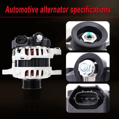 Alternator Hyundai Accent Veloster Kia Rio 1.6L Replaces 373002B300 - size: 2012-2017 Accent