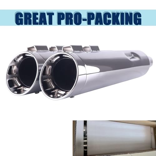 SHARKROAD 4.0 Slip Ons Mufflers For Harley Touring Models 09-16 - style: 4.0" Chrome, HDMF-409521CC