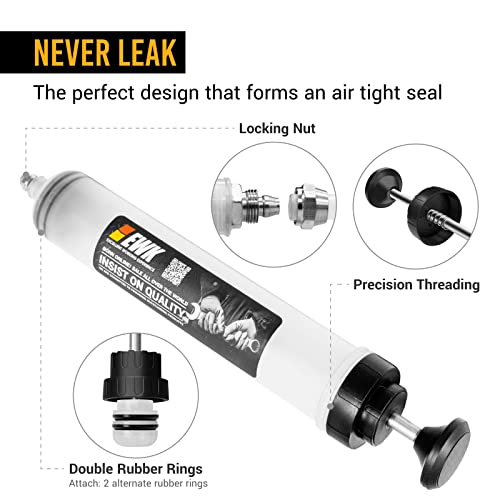EWK 500cc Fluid Extractor Syringe with Hose, Manual Oil Suction Pump for Transmission, Differential, Power Steering, and Brake Fluid - size: 500 ML