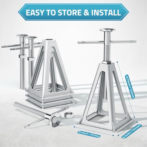 PAULINN RV Stabilizer Jacks 4 Pack, Heavy Duty Aluminum Jack Stands for Travel Trailer Camper, Single Screw Jack Support up to 6000 Lbs, Adjustable from 11 inch to 17 inch