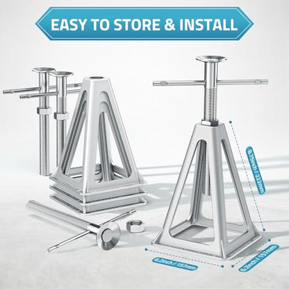 PAULINN RV Stabilizer Jacks 4 Pack, Heavy Duty Aluminum Jack Stands for Travel Trailer Camper, Single Screw Jack Support up to 6000 Lbs, Adjustable from 11 inch to 17 inch