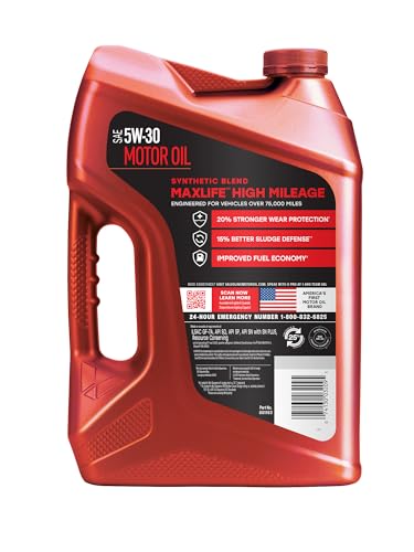 Valvoline MaxLife High Mileage 5W-30 Synthetic Blend Motor Oil 5 Quart - size: 5 qt (Pack of 1), style: High Mileage