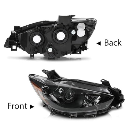 G-PLUS Headlights Assembly Pair Compatible with Mazda CX-5 2013-2016 - size: Fit Mazda CX-5 2013-2016(Clear/Black)