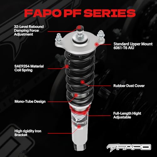 FAPO PF Coilovers 32 Level Damper for Mitsubishi Galant 1994-2003; for Mitsubishi Eclipse 1995-1999 Height Adjustable Mono-Tube Lowering Suspension Struts