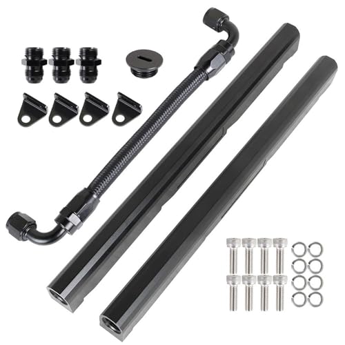 labwork -8AN Black Aluminum Fuel Rails Kit Replacement for LS1 LS6