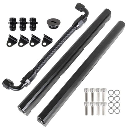 labwork -8AN Black Aluminum Fuel Rails Kit Replacement for LS1 LS6