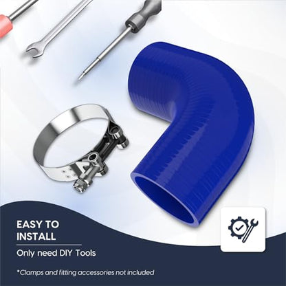 Endure 90 Degree Silicone Elbow Intake Hose 4-Ply, 2.5"(63mm) - Blue - color: Blue, size: ID - 2.5Inch(63mm)