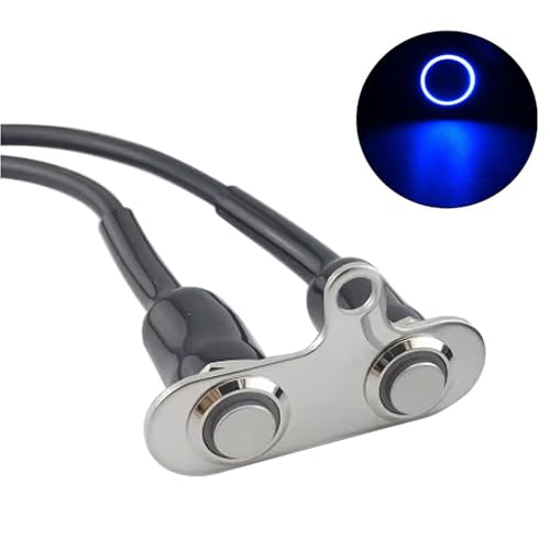 Gebildet 2pcs Universal Latching Stainless Steel Blue LED Motorcycle Switch 5A/12V ON-OFF Handlebar Adjustable Mount Waterproof Switches Button - color: Blue LED-Latching*2