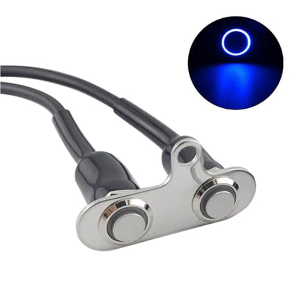 Gebildet 2pcs Universal Latching Stainless Steel Blue LED Motorcycle Switch 5A/12V ON-OFF Handlebar Adjustable Mount Waterproof Switches Button - color: Blue LED-Latching*2