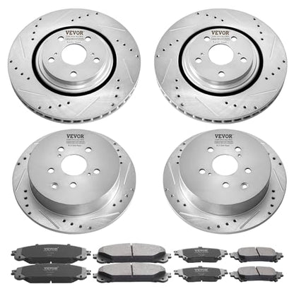 VEVOR Front and Rear Brake Kit Compatible with Toyota Sienna, Highlander, Lexus RX350, RX450h, Drilled and Slotted Brake Rotors Ceramic Brake Pads Replacement, 12.9" Front Rotors 12.2" Rear Rotors - size: S-31511 + S-31544