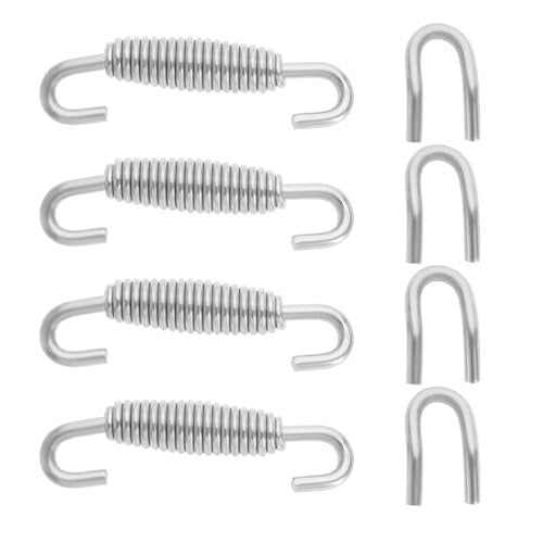 OTOTEC 4 Sets Muffler Springs Kits 59mm Stainless Exhaust Springs with 22x13mm Welding Fasteners for Universal Motor Exhaust Pipe Hooks Stainless Steel