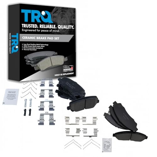 TRQ Front and Rear Ceramic Brake Pad Set - color: Ceramic, size: BKA11917
