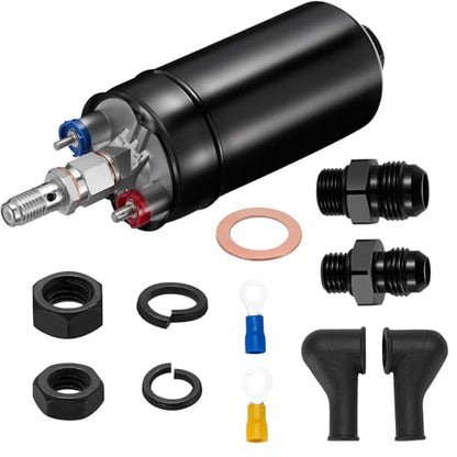 BDFHYK External Inline Fuel Pump Electric 300LPH High Flow 12V Aluminum Fuel Pump, 6AN / 10AN Universal for Gas/Diesel / E85