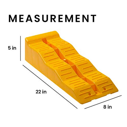 Yellow Leveling Car Ramps – Set of 2 Block Car Ramp, Tri-Leveler, Sturdy Material on Uneven Ground, Universal Fit for Cars Trailer SUV, Stable Ramp/Wheel Chocks Premium Quality, Zento Deals