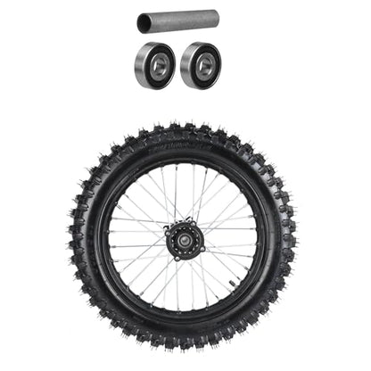 16" Rear Wheel Assembly – 90/100-16 Knobby Tire, 1.85x16 Rim, 15mm/12mm Bearings, Tube, for Pit Bike, Dirt Bike, Motocross, SSR, Taotao, Apollo Z20 Max, 125cc-250cc (Rear) - size: Rear