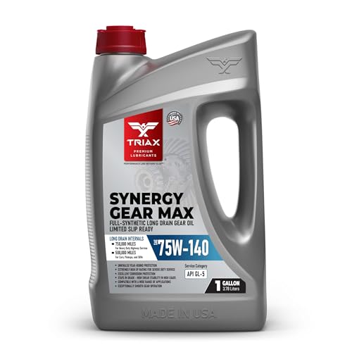 TRIAX Synergy Gear MAX 75W-140 GL-5, PAO Synthetic Long-Drain Axle, Differential Extreme Pressure Oil, Limited Slip Ready, 750,000 Mile Rating on Highway (1 Gal) - size: 1 Gal