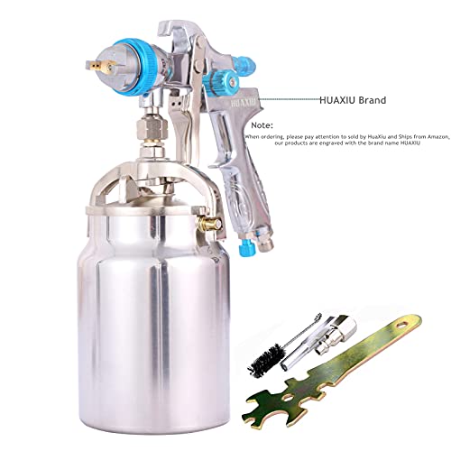 Professional HVLP Siphon Feed Spray Gun-1000cc Non-drip Paint Cup with Nozzle Tip Size 1.7mm