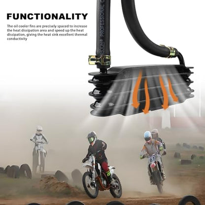 Motorcycle Oil Cooler,GY6 4 Row Oil Cooling Radiator Engine Kit with Oil Pipe Edge Cover for Dirt Pit Bike 125cc Motocross Engine Cooling