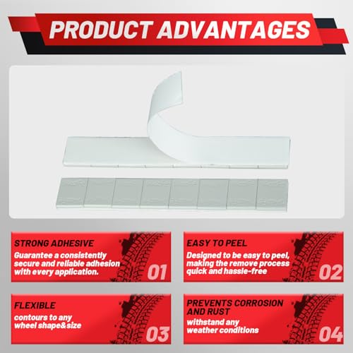 Upgraded 1/4oz 64Pcs Adhesive Wheel Weights Stick On for Steel Rims Corrosion-Resistant Coated Painted Tire Balancing Weight 0.25 oz, 64 Pack