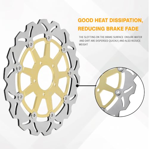 Front Rear Brake Disc Rotors Pads for Suzuki GSXR 1000 2001 2002 - color: Gold