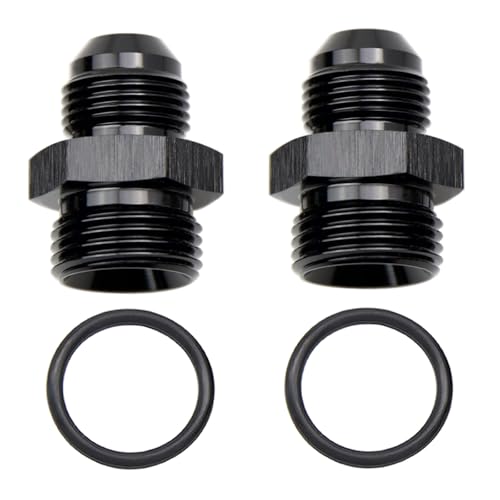 High Flow Radius Straight Aluminum 8AN Male Flare to 10AN ORB o ring Boss Port Fuel Pump Rail Adapter Fitting, Pack of 2, Black - color: 2 PCS, size: 8AN to 10AN ORB