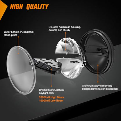 Nilight 2PCS 7 Inch LED Headlights Compatible with 2007-2017 JK JKU - color: JK Headlight White 2007-2017